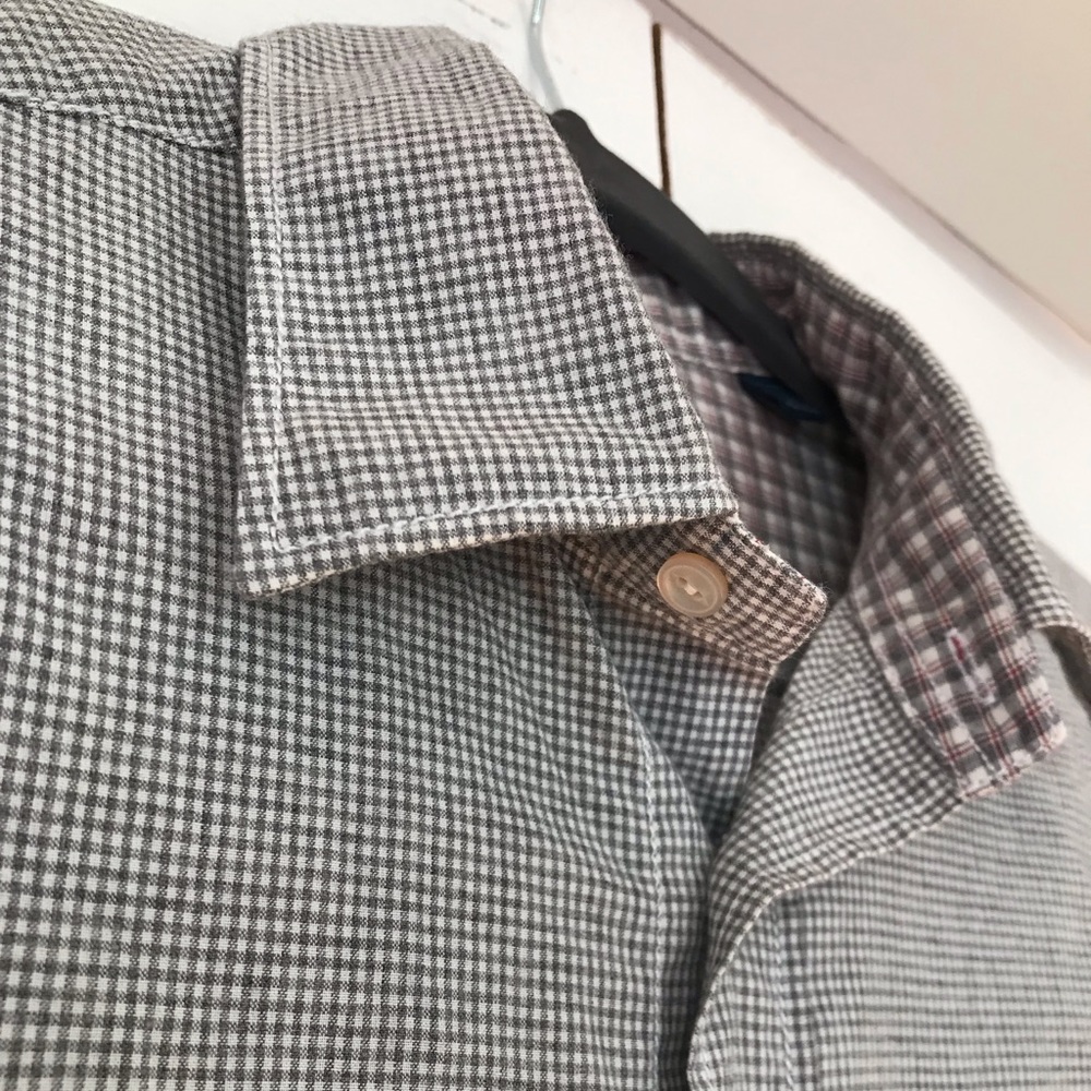 Light Grey Checkered Faonnable Button Down - image 6